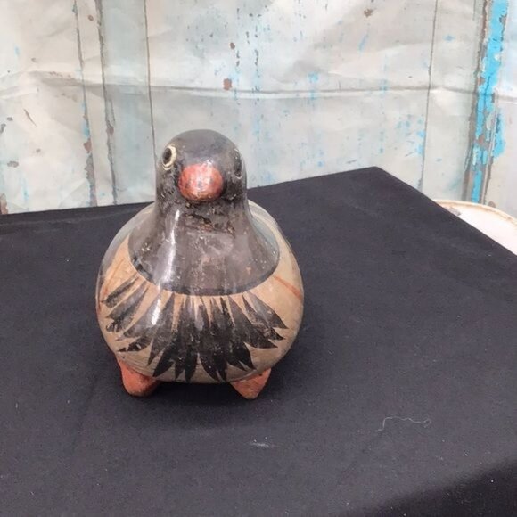 Handcrafted Ceramic Bird Figurine With Tribal Design - Picture 2 of 6